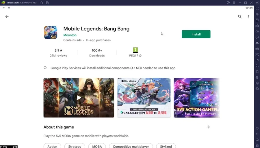 Play Store > Mobile Legends: Bang Bang