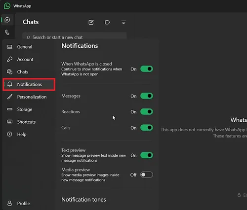 notification settings
