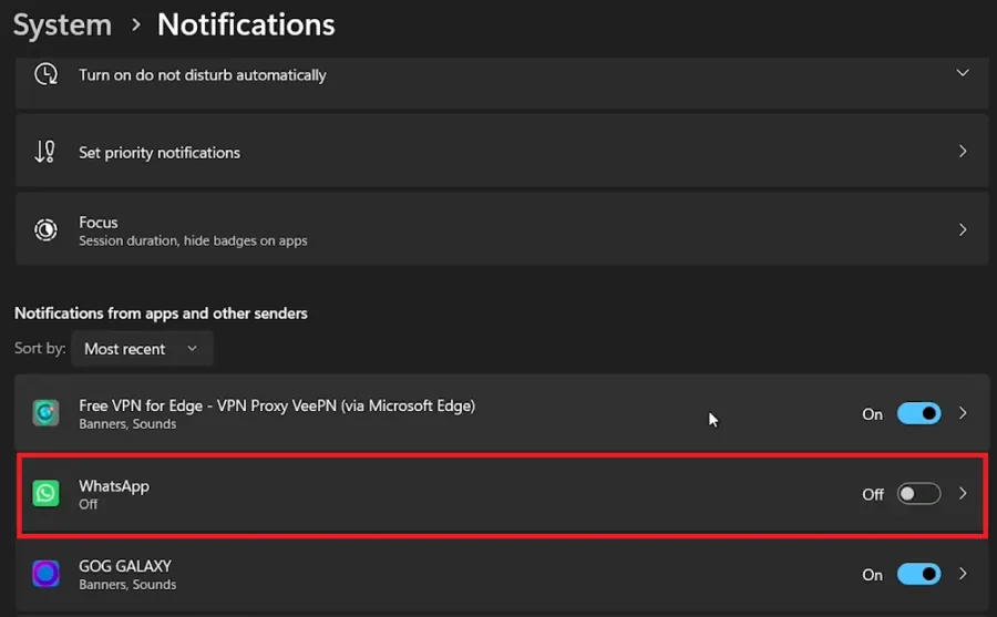 general notification settings