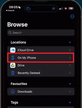 browse files on iphone