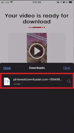share downloaded pinterest video