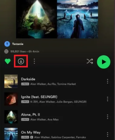tap download button