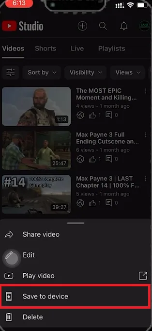 download own videos