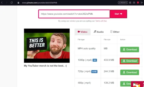 select which video to download