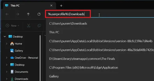 access downloads folder