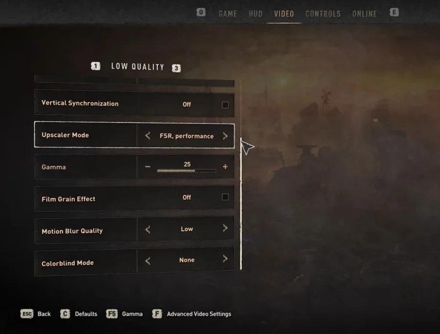 Dying Light 2 Video Settings > Upscaler Mode