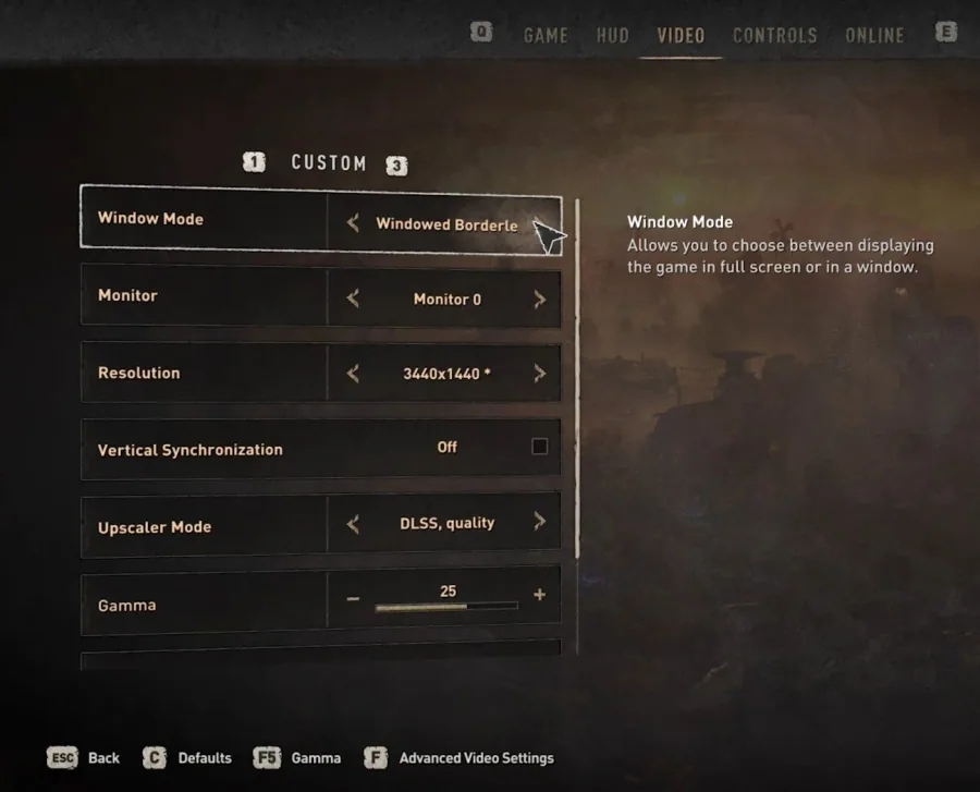 Dying Light Settings > Video