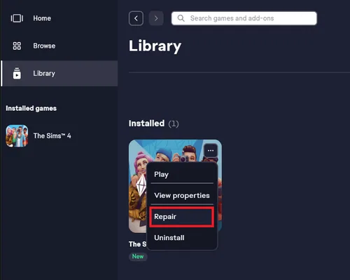 ea games library repair