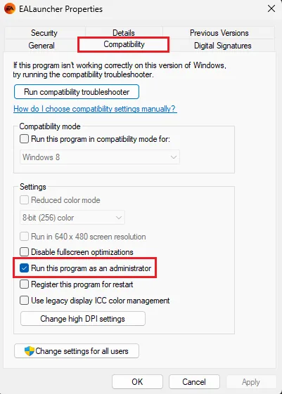 ea launcher properties