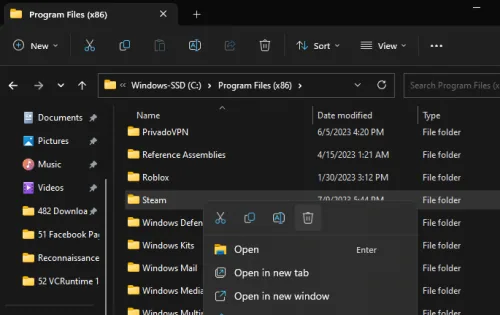 delete the steam folder
