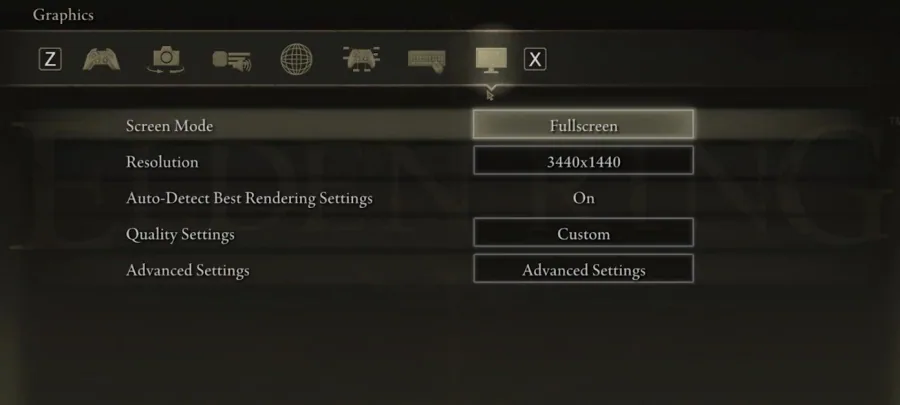 Elden Ring Settings > Graphics