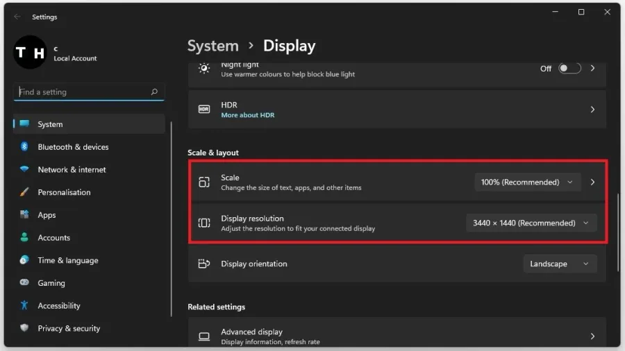 Windows Settings > System > Display