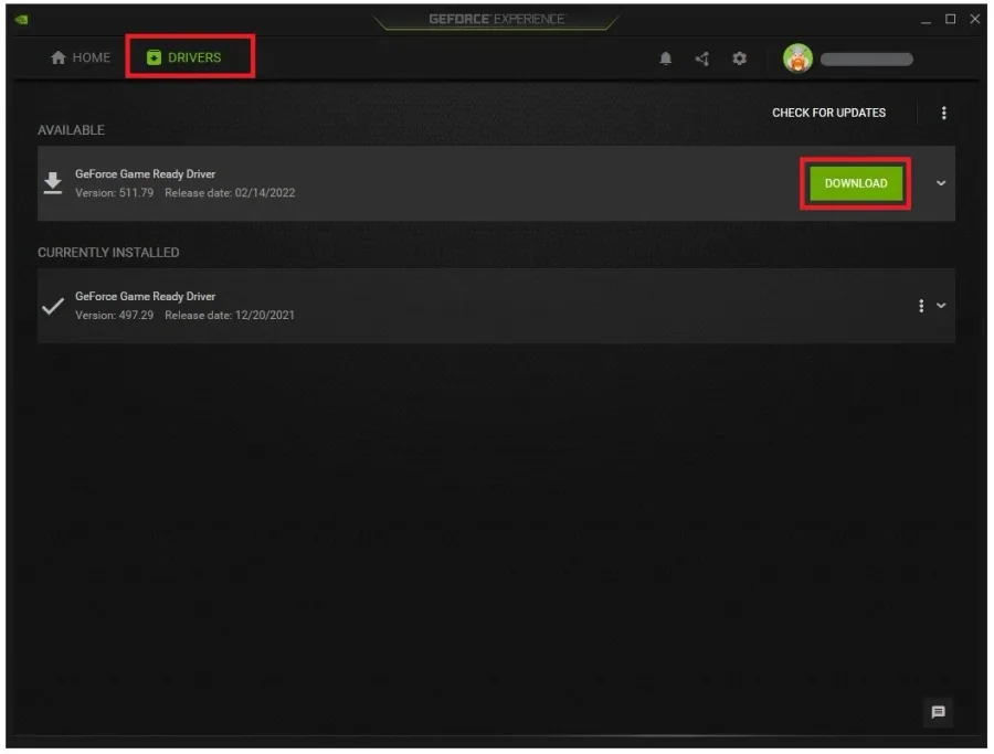 GeForce Experience > Drivers > Download
