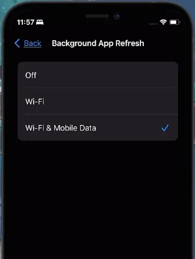 background app refresh complete disable