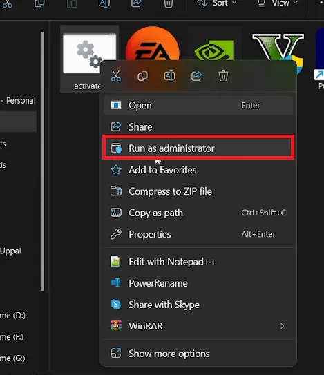 run file as admin