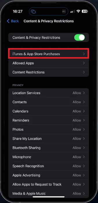 access your itunes and app store purchases settings