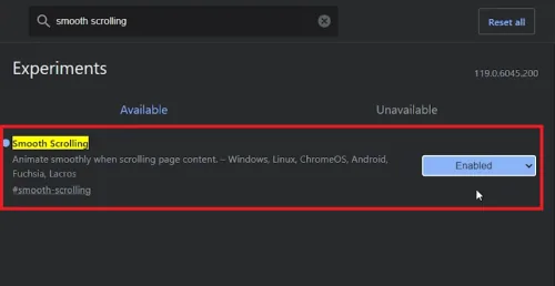 enable smooth scroll