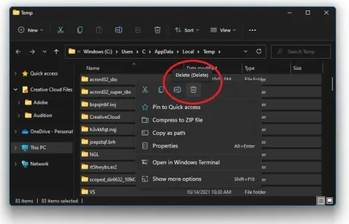 Delete the Windows temporary files