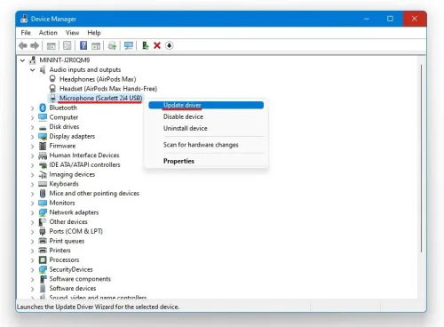 Device Manager > Devices > Update Driver