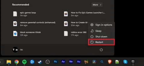 restart windows PC