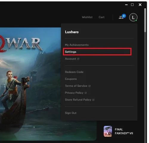 Epic Games Launcher > Profile Icon