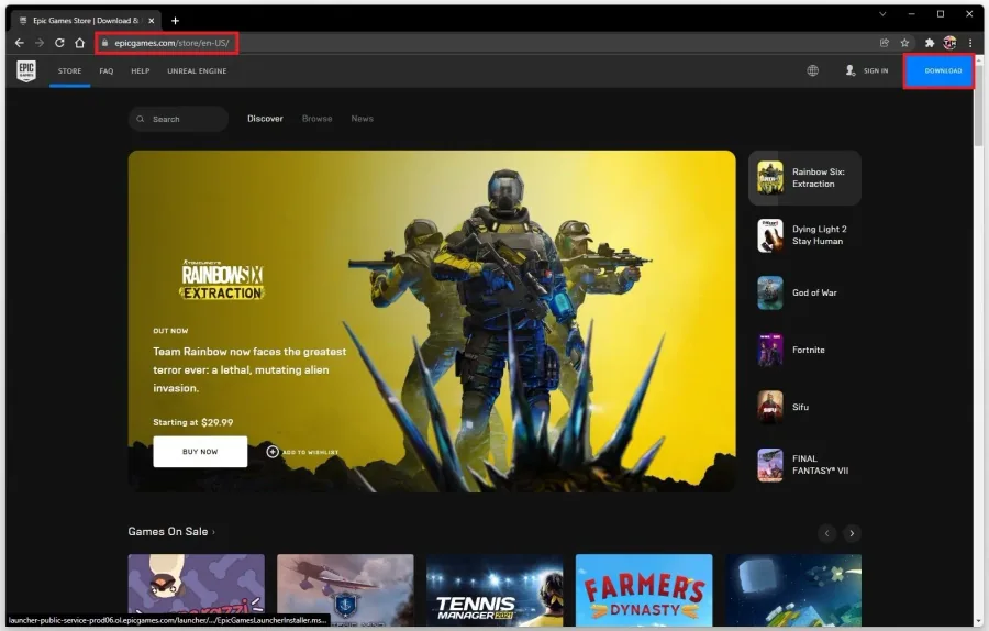 Download the Epic Games installer to your system