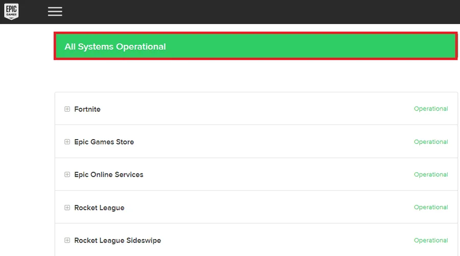 epic games server status page