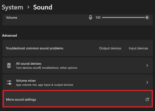 sound settings