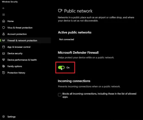 disable firewall