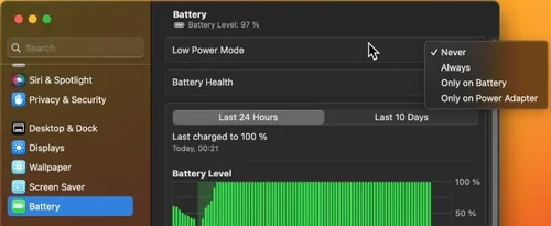 System Settings > Battery