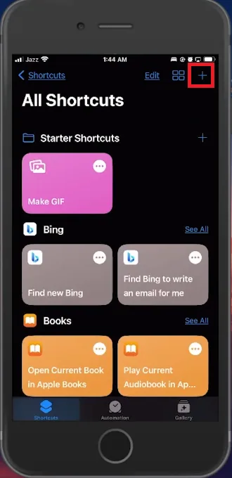 create new shortcut