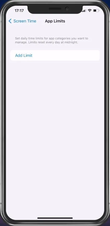 Screen Time > App Limits