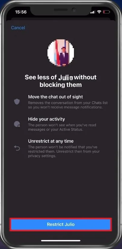 A pop-up window will open up, informing you what will happen when you restrict a…