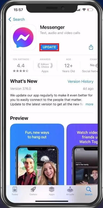 Update Facebook Messenger