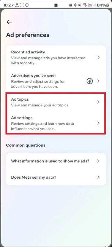 ad preferences
