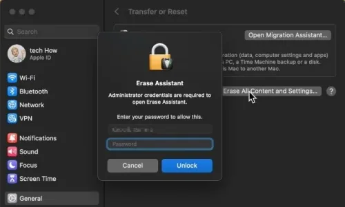 Transfer or Reset > Erase All Content and Settings