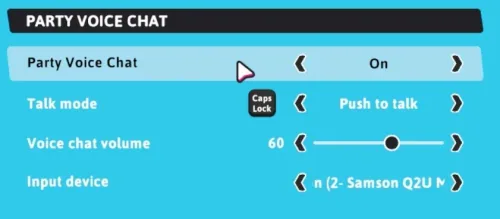 Fall Guys Settings > Party Voice Chat