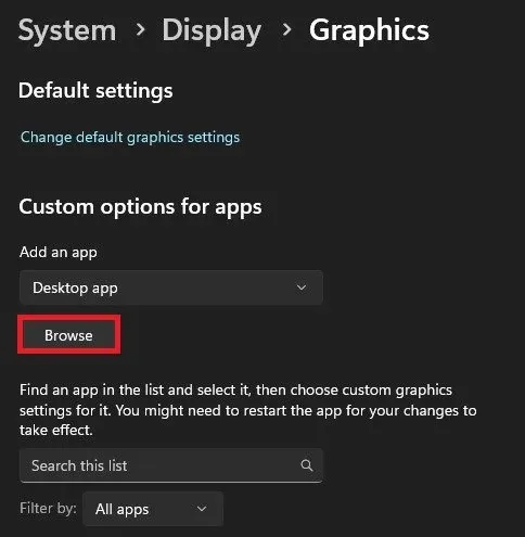 Windows Settings > System > Display > Graphics