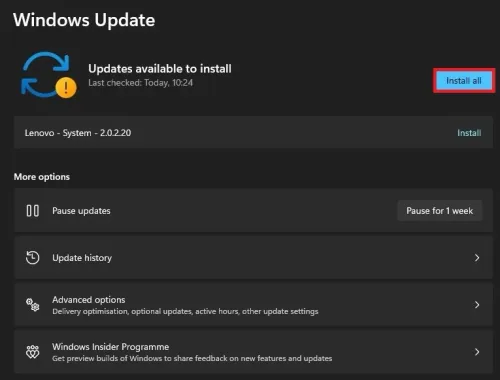 System Settings > Windows Update