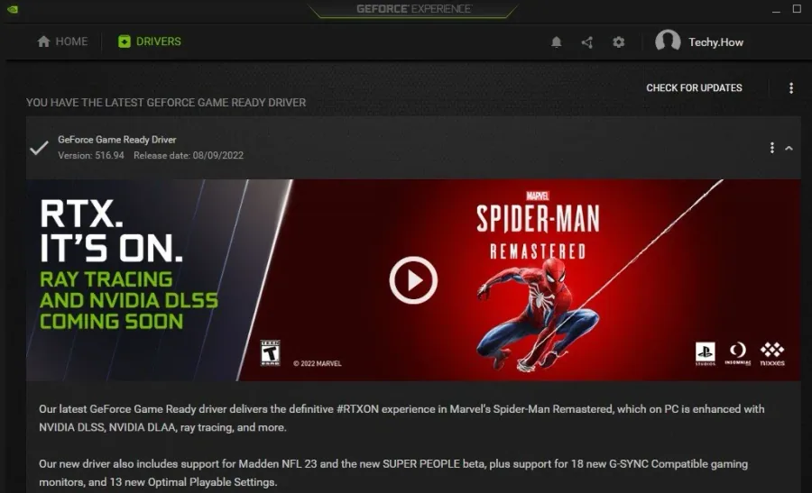 GeForce Experience > Drivers