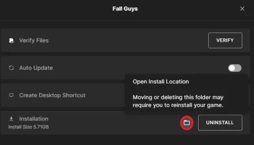 Open Fall Guys Install Location