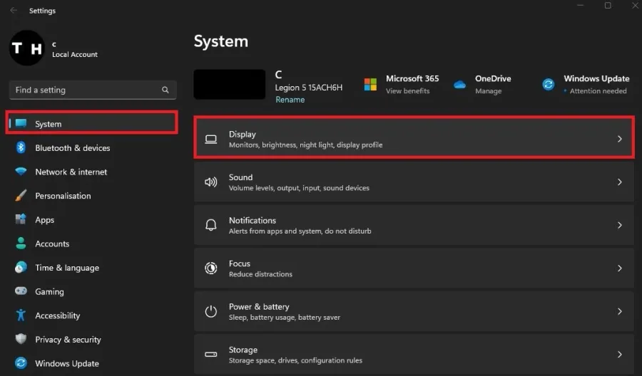 Windows Settings > System > Display