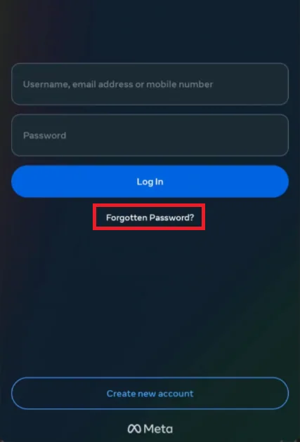 tap forgot password