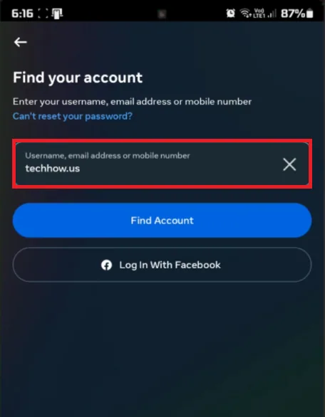 find your account
