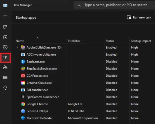 task manager startup apps