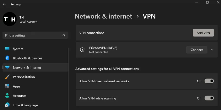 disable VPN