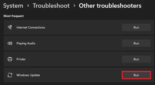 windows update troubleshooter