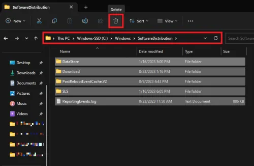 delete software distribution folders