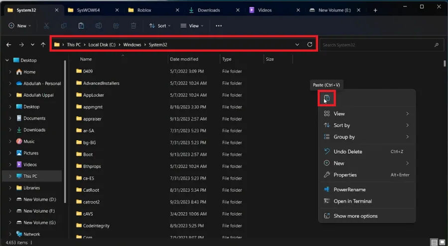 paste files