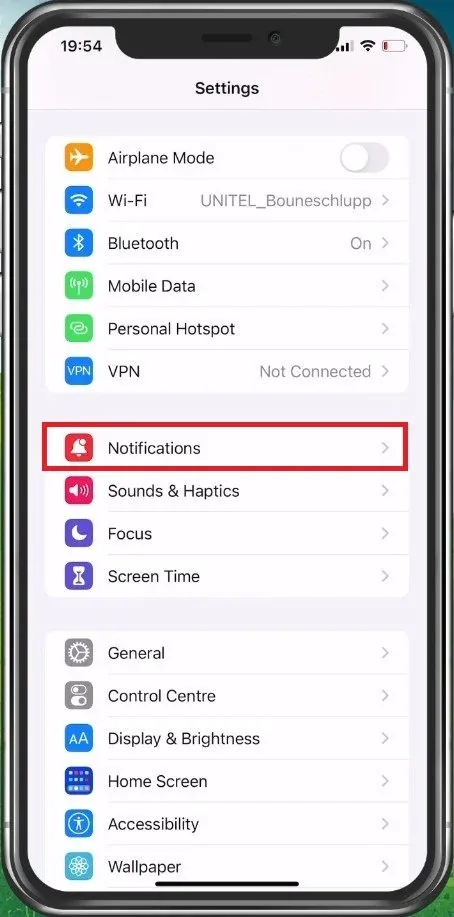 iPhone Settings > Notifications